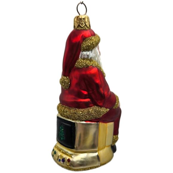 Patricia Breen Cyberspace Santa Red Gold Silver Mouse Christmas Tree Ornament - Picture 10 of 11